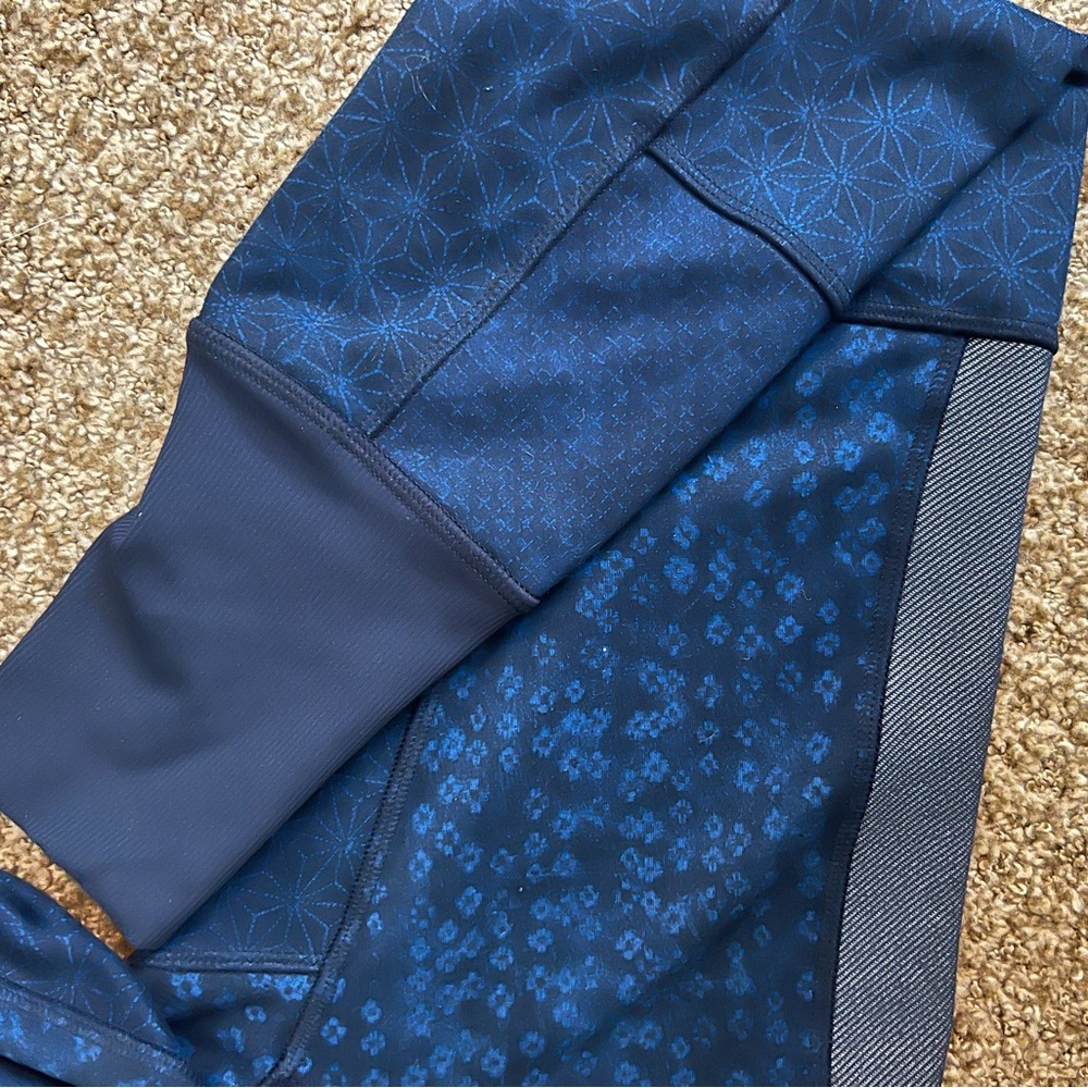 Lululemon Leggings, Blue Patchwork - image 3